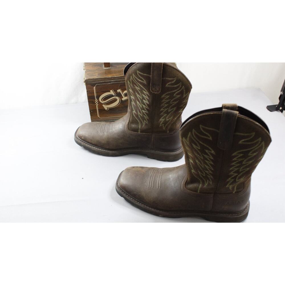 Ariat Work Hog Mens Size 11 Brown Western Boots Square Toe Profile leather - Picture 5 of 9